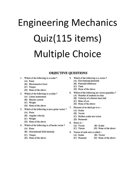 Read Online Engineering Mechanics Multiple Choice Questions And Answers Pdf 