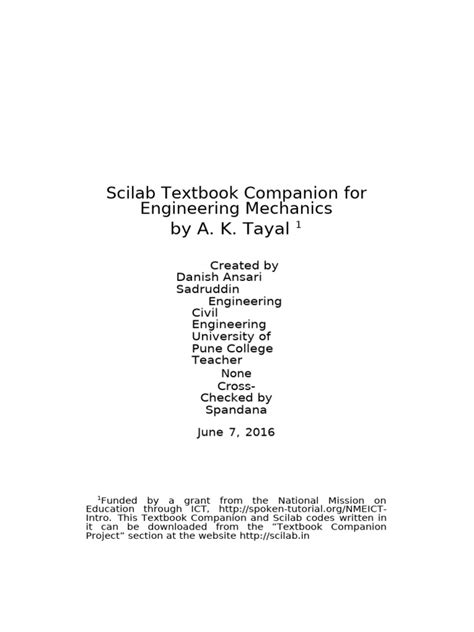Read Online Engineering Mechanics Solved Problems Tayal 
