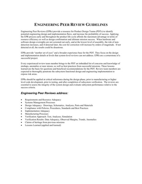 Read Engineering Peer Review Guidelines 