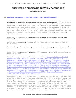 Read Online Engineering Physics N6 Question Papers And Memorandums 