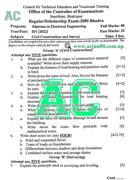 Download Engineering Question Papers Civil Third Sem 