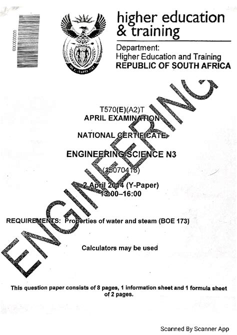 Full Download Engineering Science N3 April 2014 Question Paper 