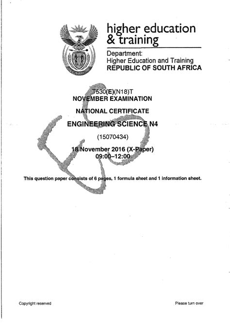 Read Engineering Science N4 Question Papers 