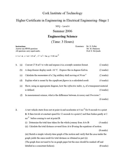 Read Online Engineering Science Past Papers 