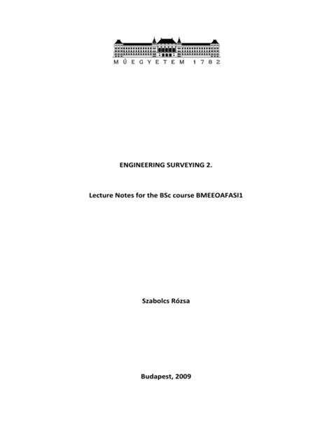 Full Download Engineering Surveying 2 Lecture Notes For The Bsc Course 