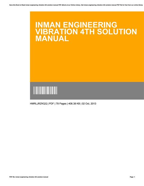 Read Online Engineering Vibrations Solution Manual 4Th Edition Inman 