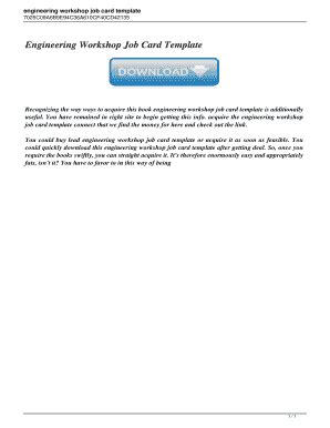 Full Download Engineering Workshop Job Card Template 