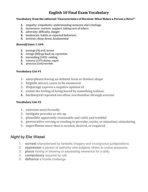 english 10 final exam