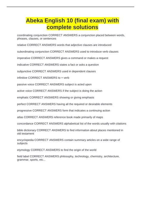 English 10 Final Exam Study Guide