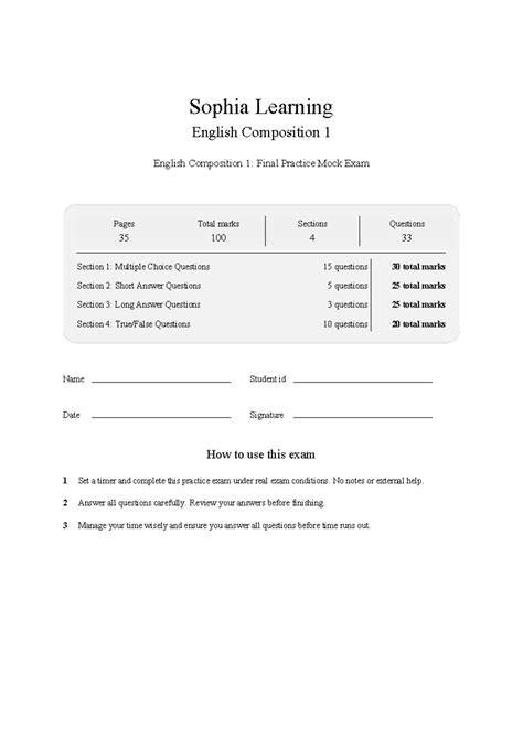 english composition 1 final exam multiple choice