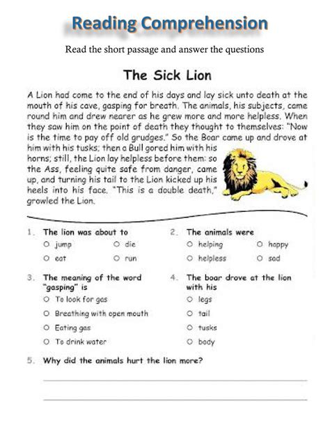 english comprehension grade 5