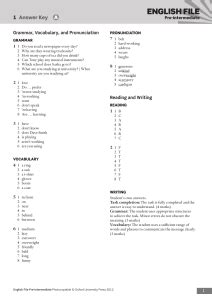 English File Pre Intermediate Keys
