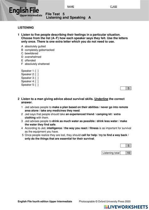 english file upper intermediate listening test