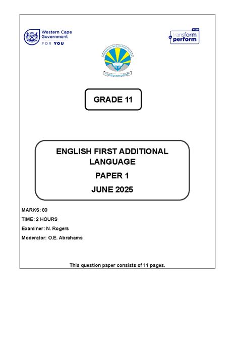 English First Additional Language Paper 3 September 2013 Grade 12 Memo