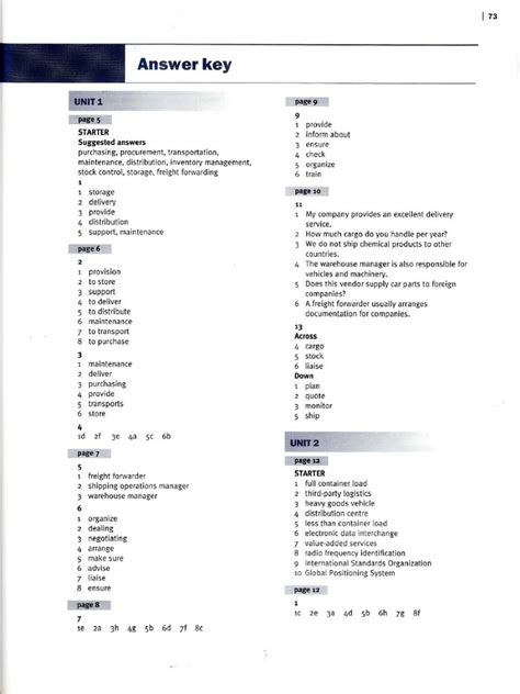 English For Logistics Answer Key