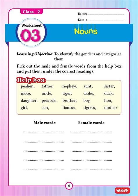 English Grammar Class 2 Worksheets With Answers Pdf Worksheet For Grade 2 English - Worksheet For Grade 2 English