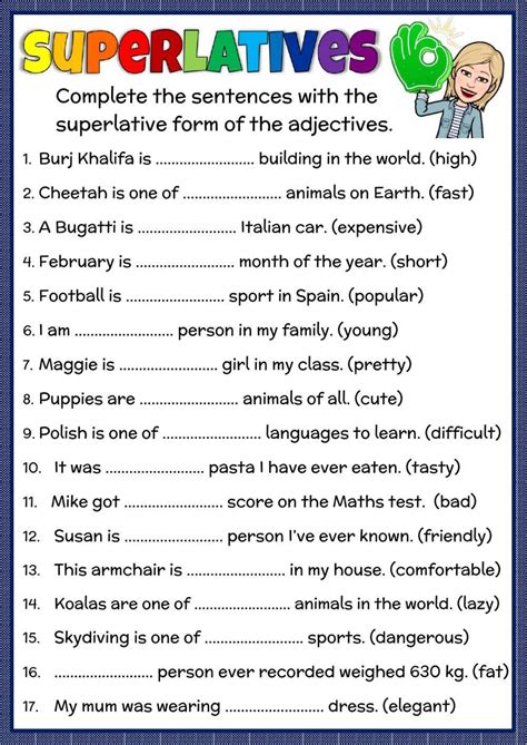 English Grammar Worksheets Superlative Adjectives Academy Simple Superlative Adjectives Worksheet - Superlative Adjectives Worksheet