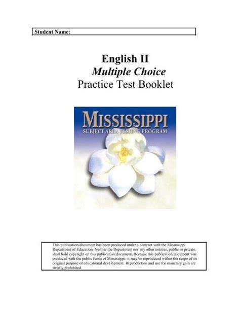 english ii multiple choice practice test booklet
