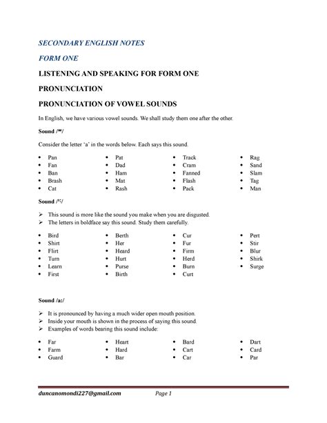 English Notes Form 1