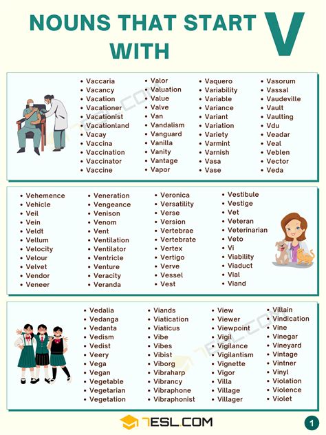 English Nouns Starting With V With Definitions And Nouns That Start With V - Nouns That Start With V