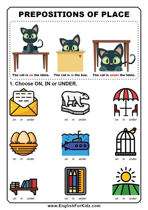 English Prepositions Worksheets Grammar Printables For Kids Preposition Worksheet For Kindergarten - Preposition Worksheet For Kindergarten