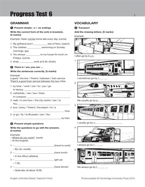 English Starter Progress Test