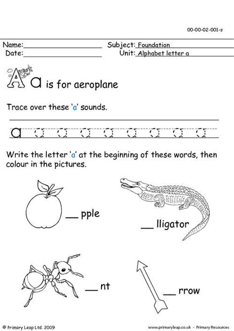 English The Letter Aa Worksheet Primaryleap Co Uk Letter Aa Worksheet - Letter Aa Worksheet