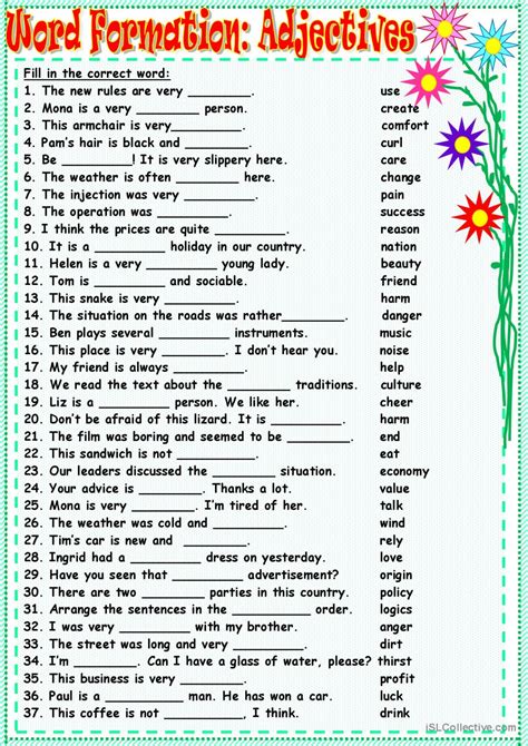 english word formation exercise pdf