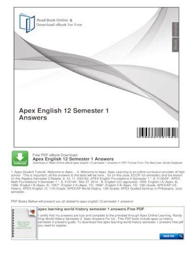 Full Download English 12 Semester 1 Apex Answers 