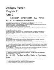 Full Download English 3 Unit 2 American Romanticism Answers 