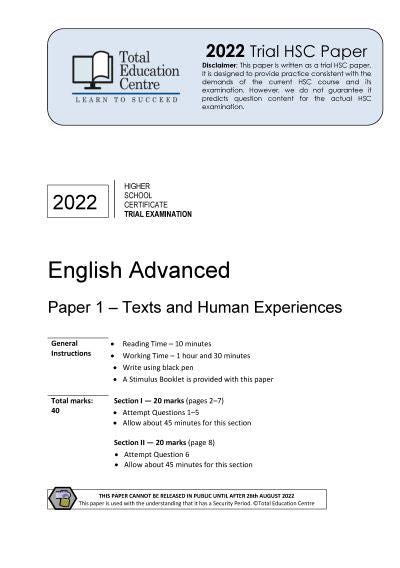 Full Download English Advanced Hsc 
