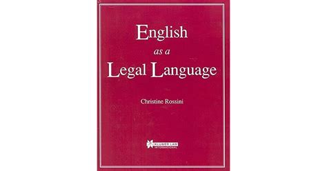Download English As A Legal Language By Christine Rossini 