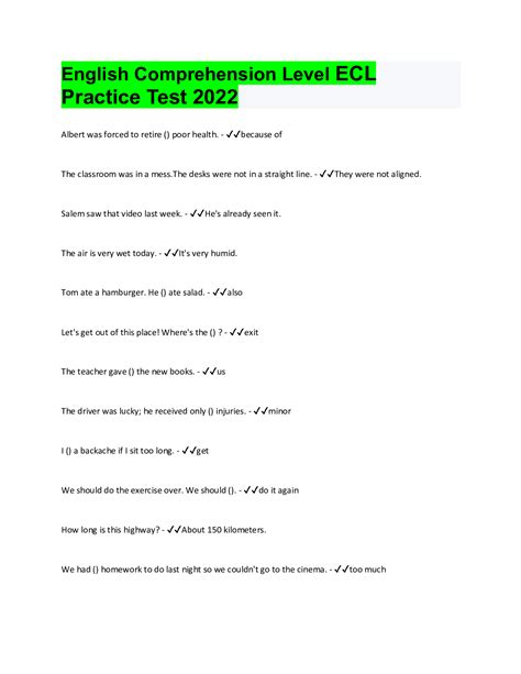 Full Download English Comprehension Level Ecl Sample Test Free 