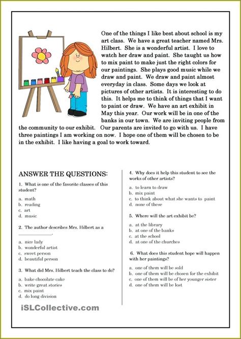 Read English Comprehension Passages With Questions And Answers For Grade 6 
