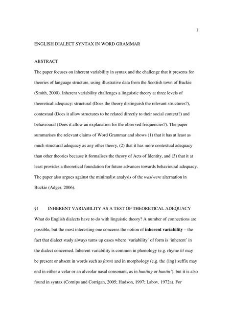 Read Online English Dialect Syntax In Word Grammar Abstract 