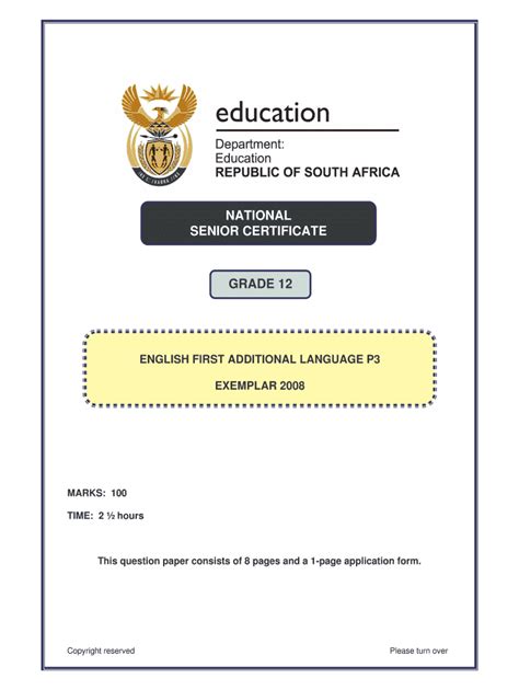Full Download English First Additional Language Grade 12 Paper 2 2012 