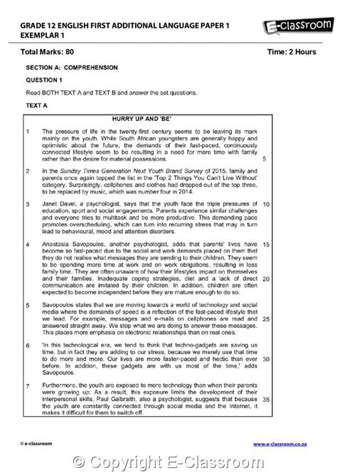 Read Online English First Additional Language Grade 12 Paper 2 November 2011 Memorandum 