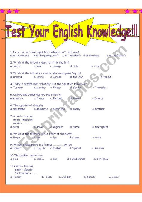 Download English Knowledge Test 