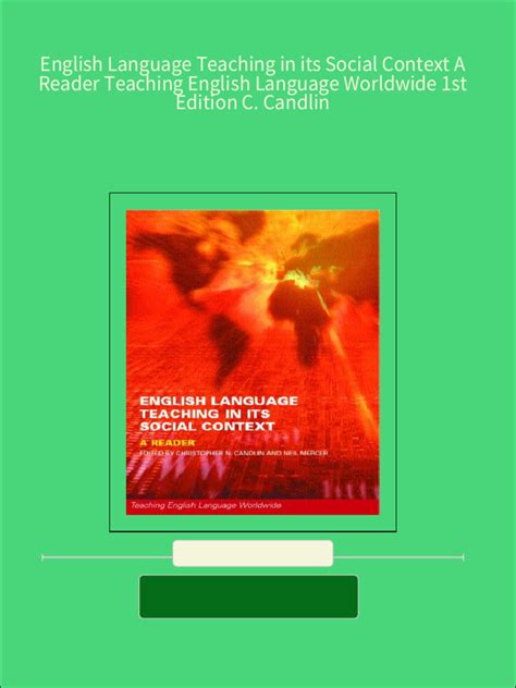 Download English Language Teaching In Its Social Context A Reader Teaching English Language Worldwide 
