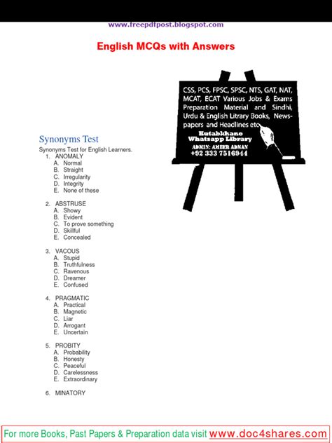 Download English Mcqs With Answers Pdf Mangoostapp 