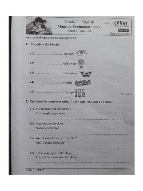 Download English Second Paper Class 7 