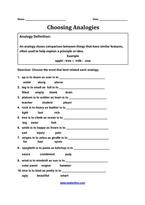 Englishlinx Com Analogy Worksheets Simile Worksheet 6th Grade - Simile Worksheet 6th Grade