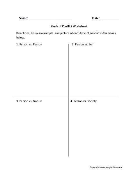 Englishlinx Com Conflict Worksheets Literary Conflict Worksheet - Literary Conflict Worksheet
