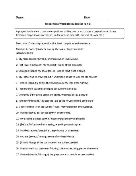 Englishlinx Com Prepositions Worksheets Worksheet On Prepositions - Worksheet On Prepositions