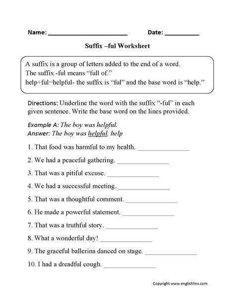 Englishlinx Com Suffixes Worksheets Suffix Ful Worksheet - Suffix Ful Worksheet