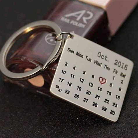 engraved keychain with the day started dating