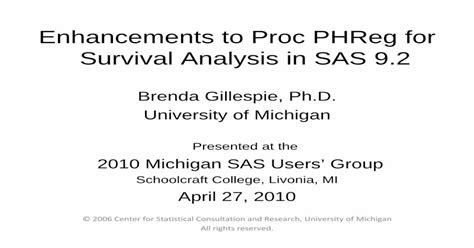Read Enhancements To Proc Phreg For Survival Analysis In Sas 9 