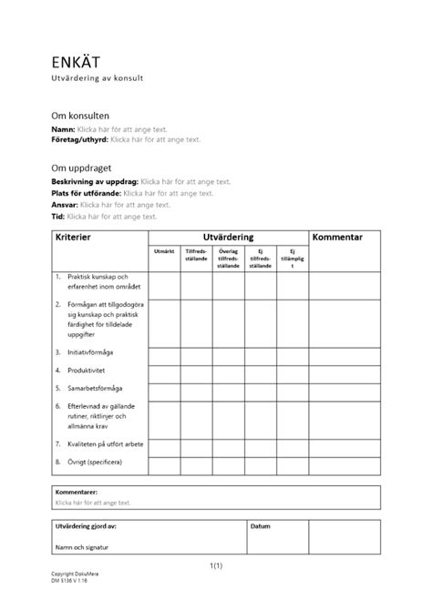 enkat utvardering exempel