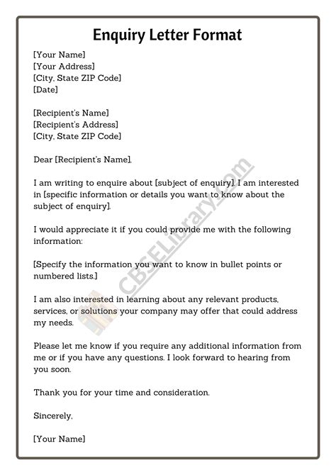 Enquiry Letter Format