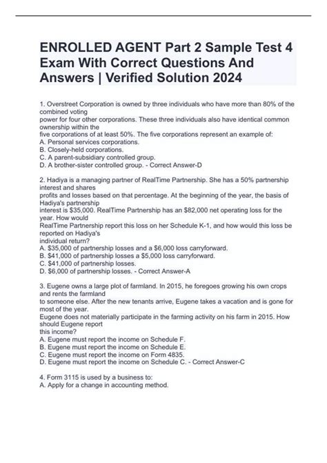 Enrolled Agent Practice Test Free